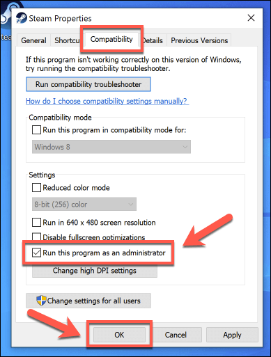How to Run Steam as Admin on Windows image 10 - Windows-Steam-Properties-Enable-Admin-1
