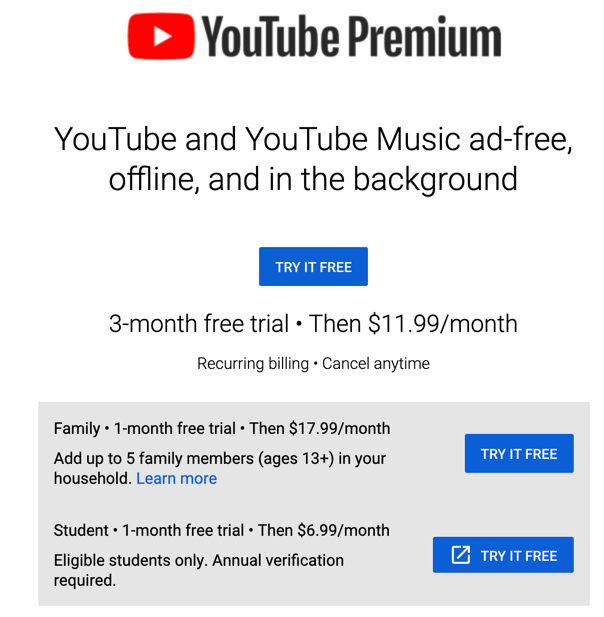 What Does YouTube Premium Cost? image - youtube-premium-pricing